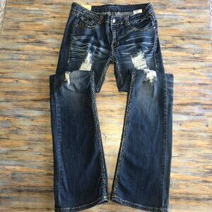 Machine Nouvelle Mode Jeans Destroyed Distressed Boot Cut Womens Size 11/31